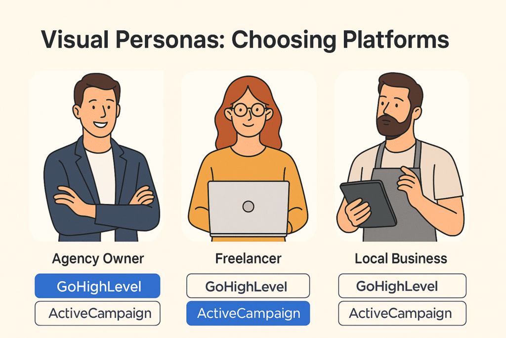 GoHighLevel vs ActiveCampaign feature comparison table