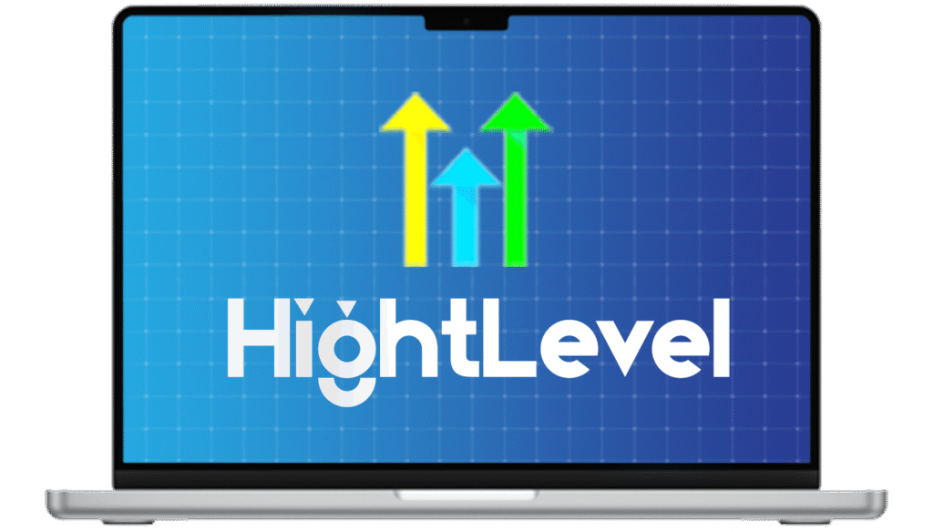 GoHighLevel logo displayed on a laptop screen