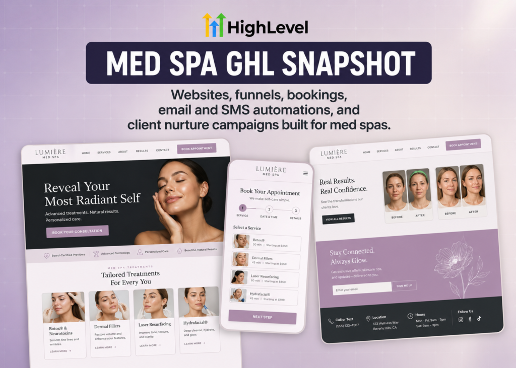 Med spa GoHighLevel snapshot built by Go High Level USA