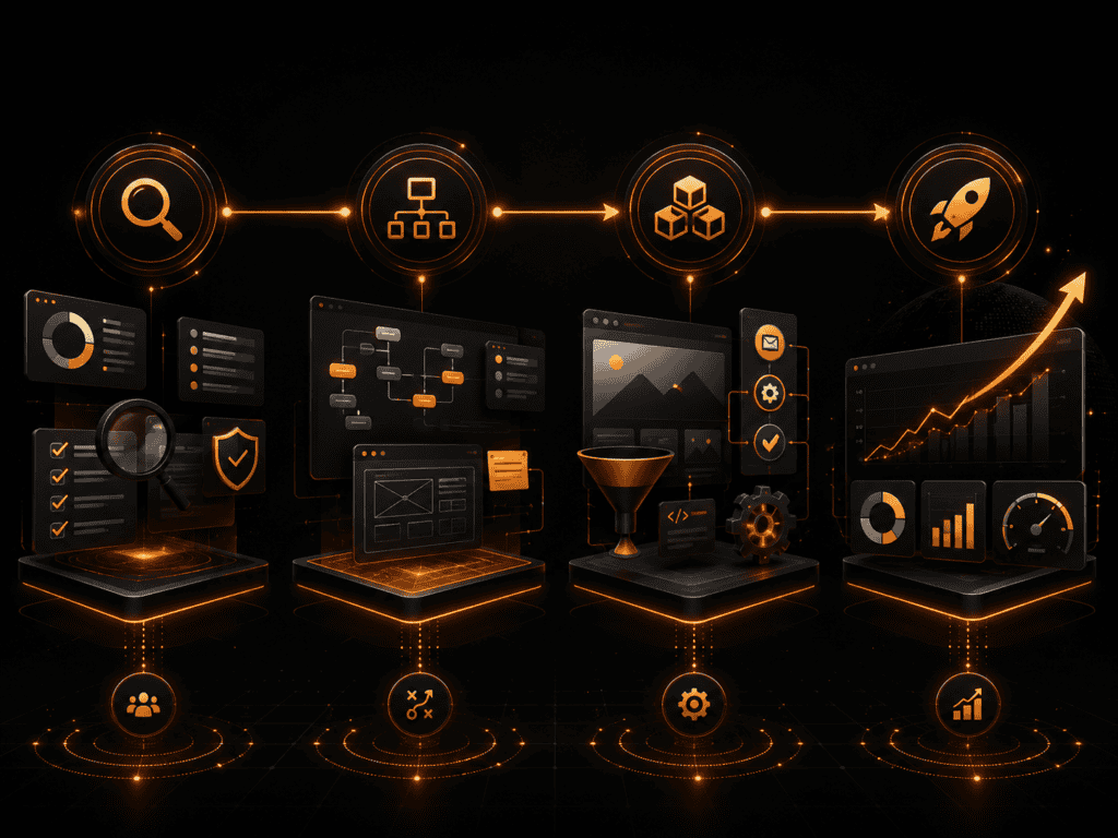Four step GoHighLevel project process from discover to launch