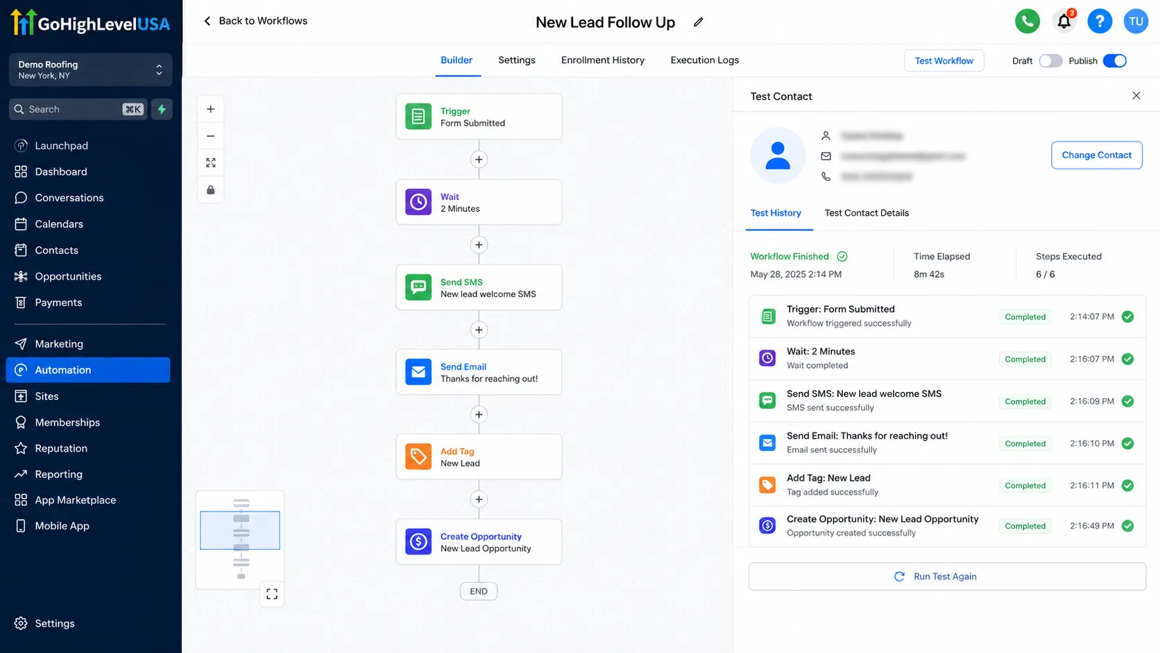 Testing a workflow inside GoHighLevel before handover
