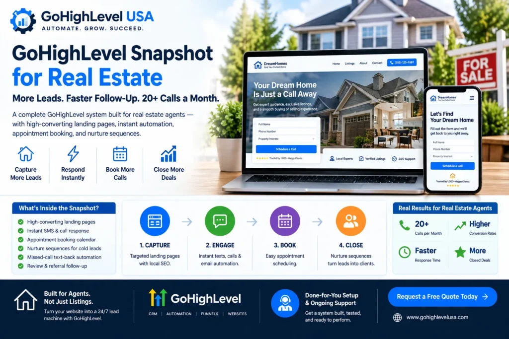 Gohighlevel snapshot for real estate