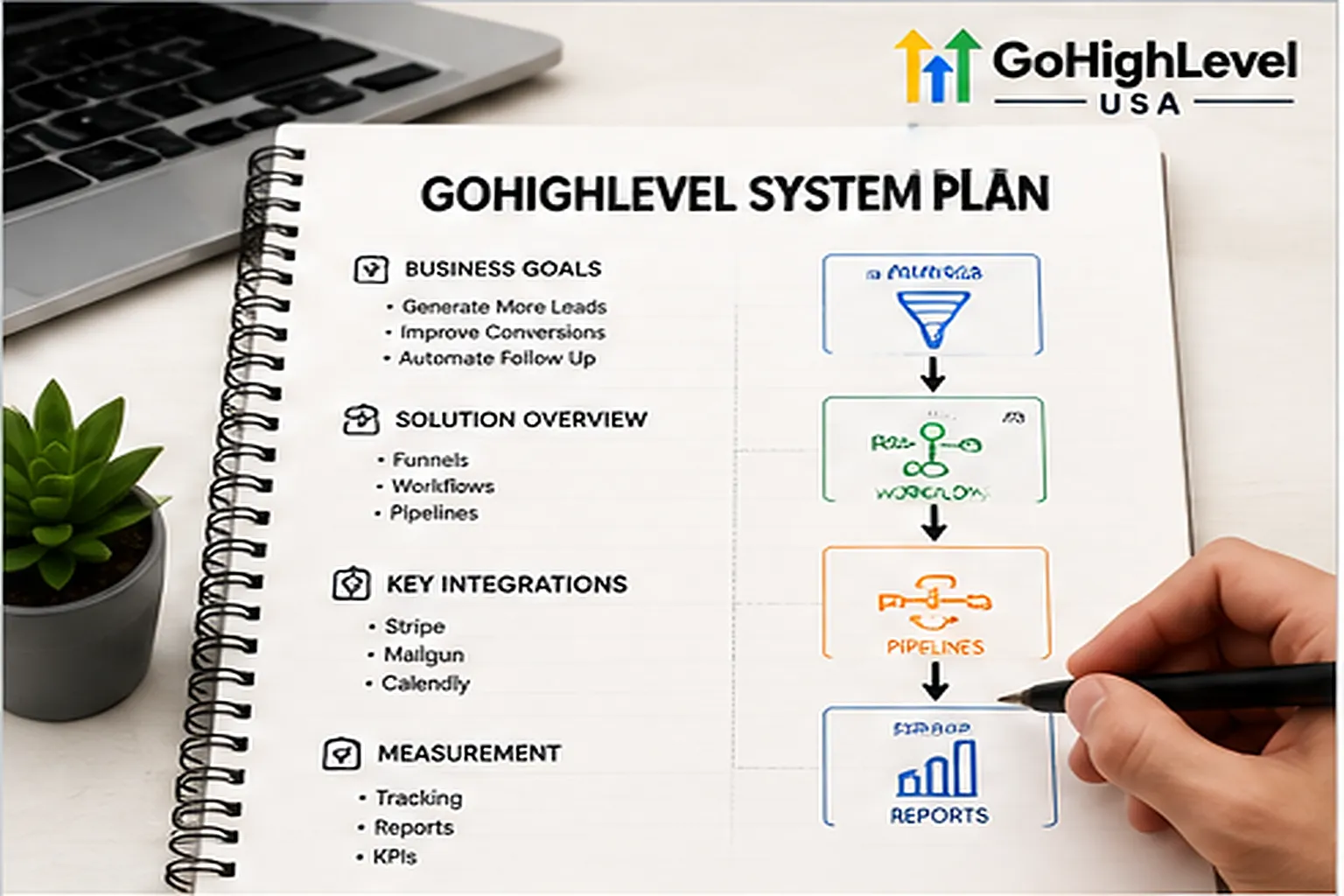 Written system plan produced by a GoHighLevel consultant before the build starts