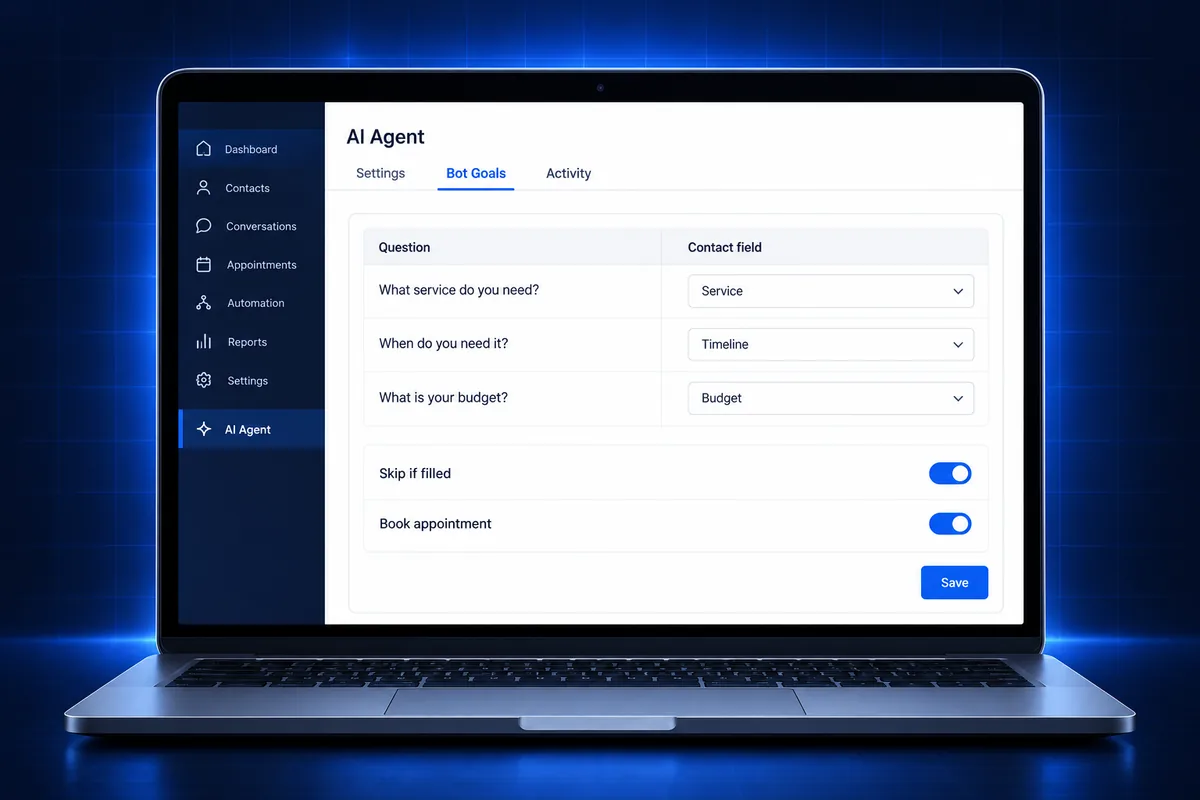GoHighLevel AI lead qualification questions mapped to contact fields