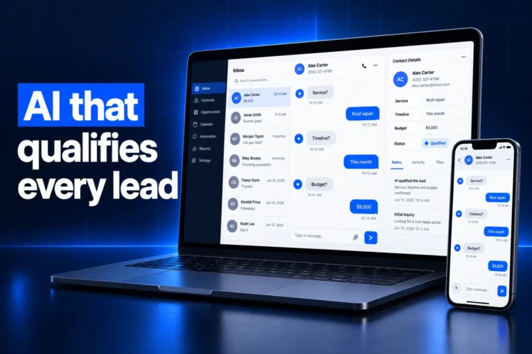 GoHighLevel AI lead qualification in a chat inbox with contact fields