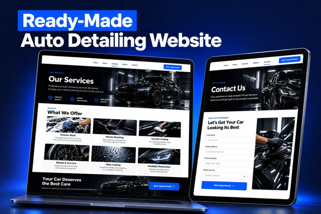 Ready-made auto detailing website pages from the GoHighLevel Auto Detailing snapshot