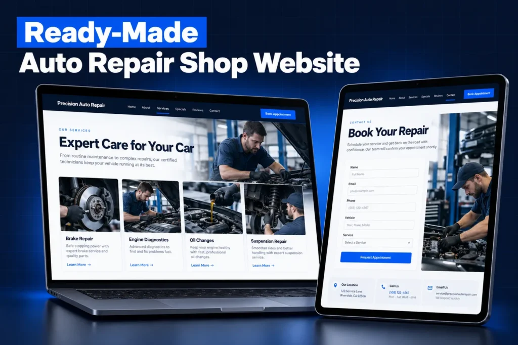 Ready-made auto repair website pages from the GoHighLevel Auto Repair snapshot