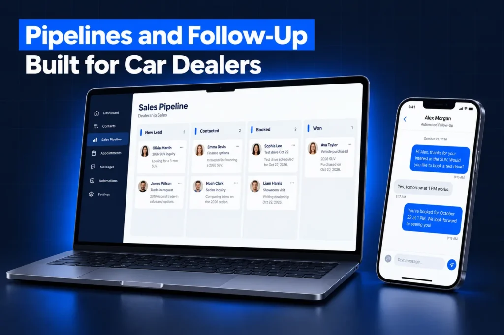 GoHighLevel car dealership pipeline and automated SMS follow-up
