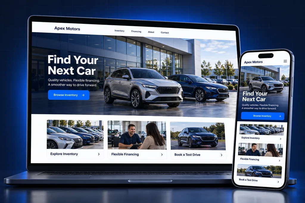 GoHighLevel Car Dealership snapshot: car dealership automation system on laptop and phone