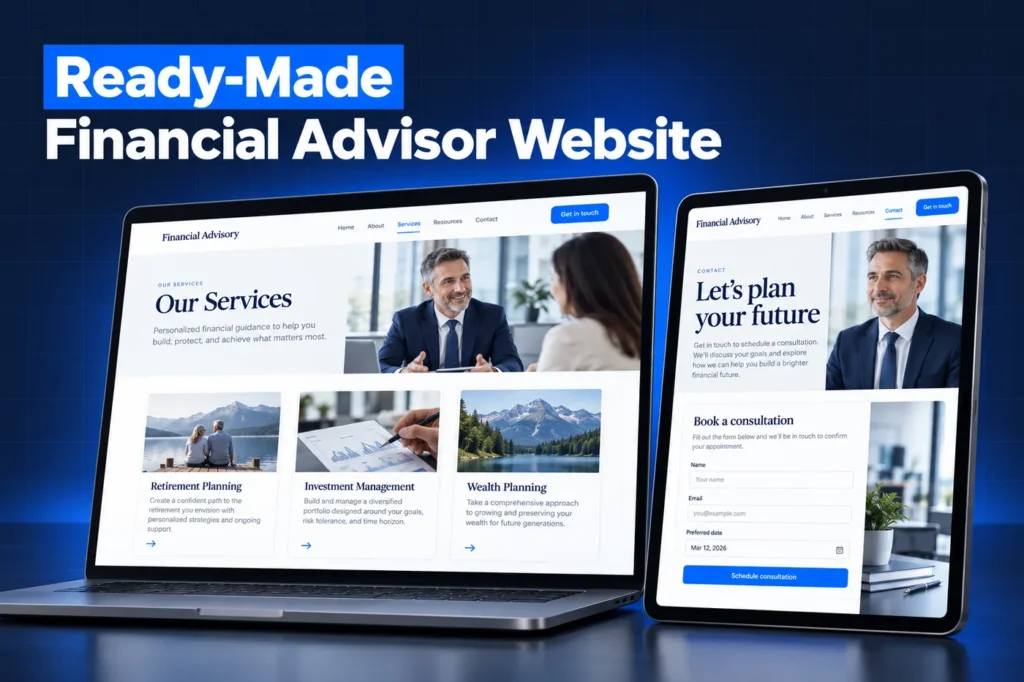 Ready-made financial advisor website pages from the GoHighLevel Financial Advisor snapshot