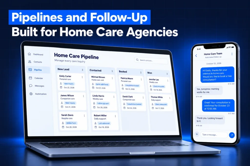 GoHighLevel home care pipeline and automated SMS follow-up