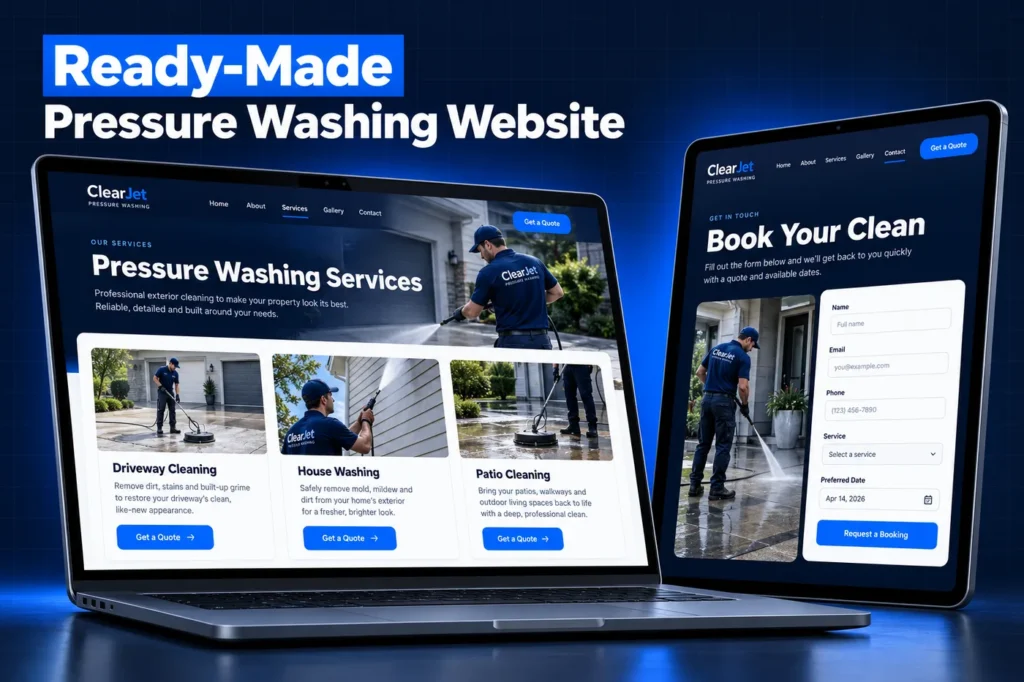 Ready-made pressure washing website pages from the GoHighLevel Pressure Washing snapshot