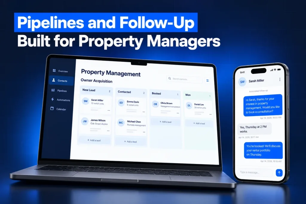 GoHighLevel property management pipeline and automated SMS follow-up
