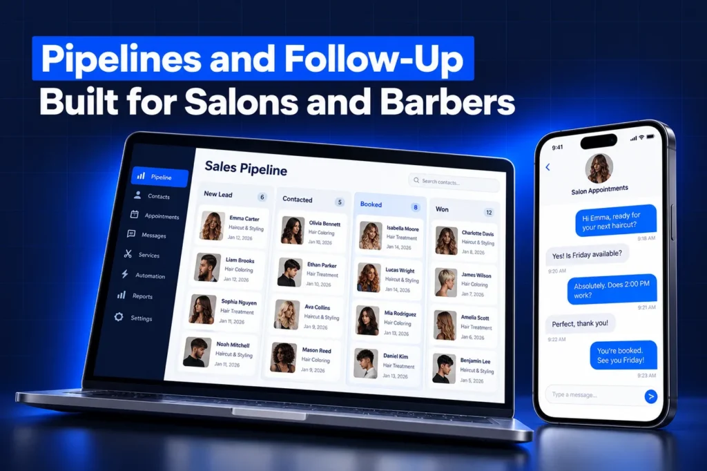 GoHighLevel salon pipeline and automated SMS follow-up
