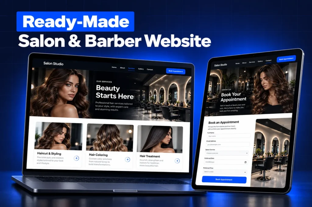 Ready-made salon website pages from the GoHighLevel Salon snapshot