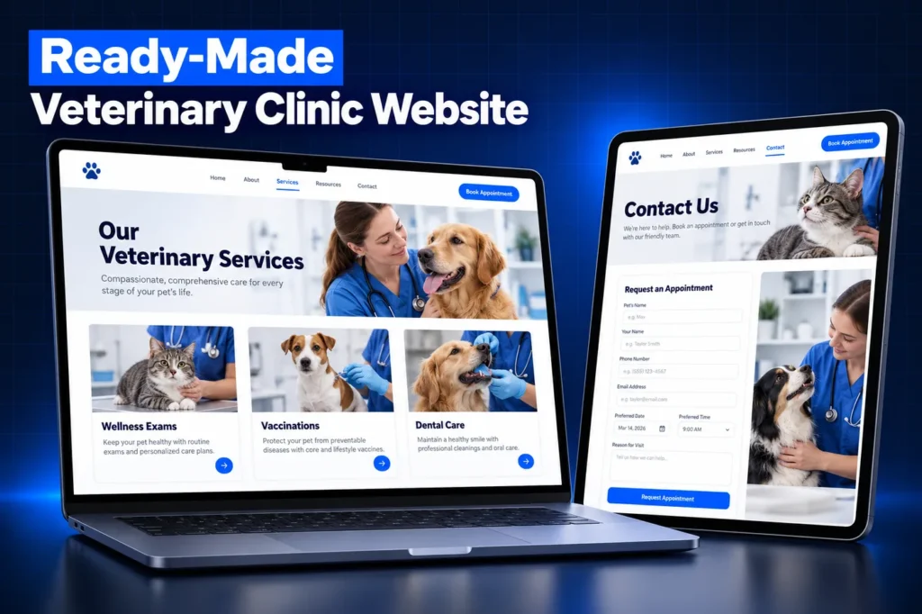 Ready-made veterinary website pages from the GoHighLevel Veterinary snapshot