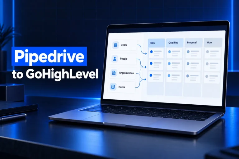 Pipedrive to GoHighLevel migration mapping deals people and notes into a pipeline