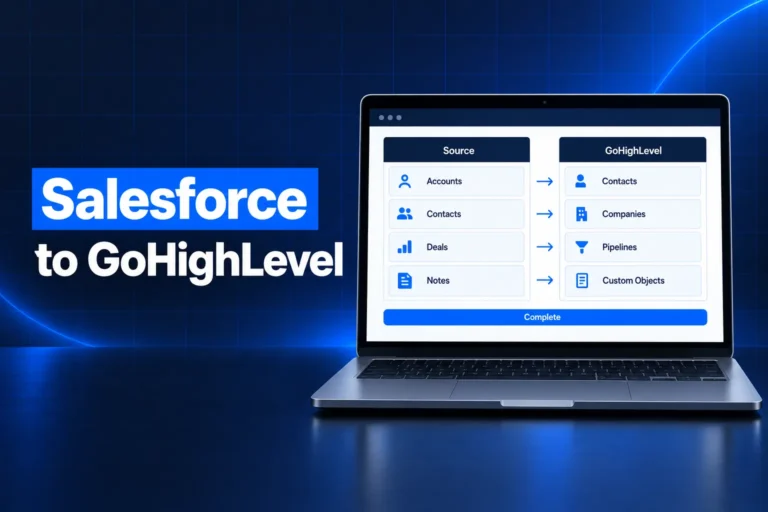 Salesforce to GoHighLevel migration mapping accounts, contacts and deals into GoHighLevel