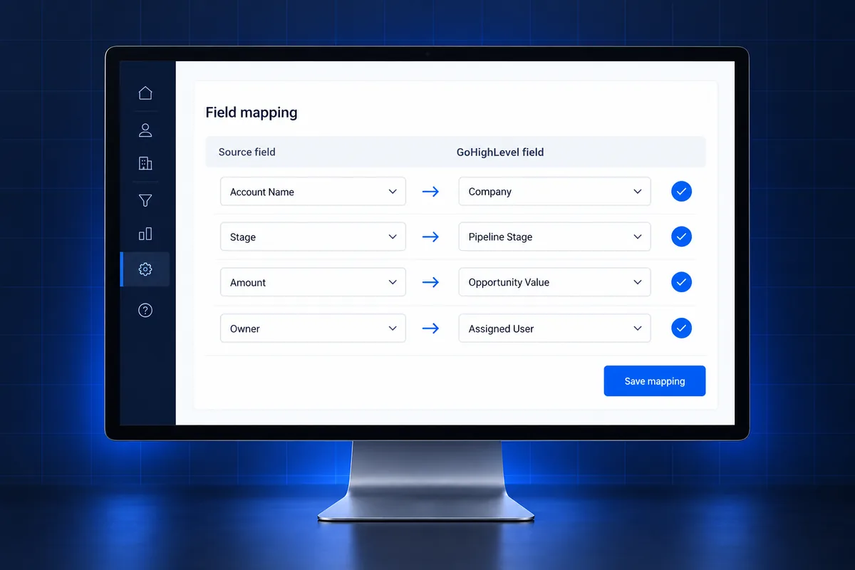 Salesforce to GoHighLevel migration field mapping table