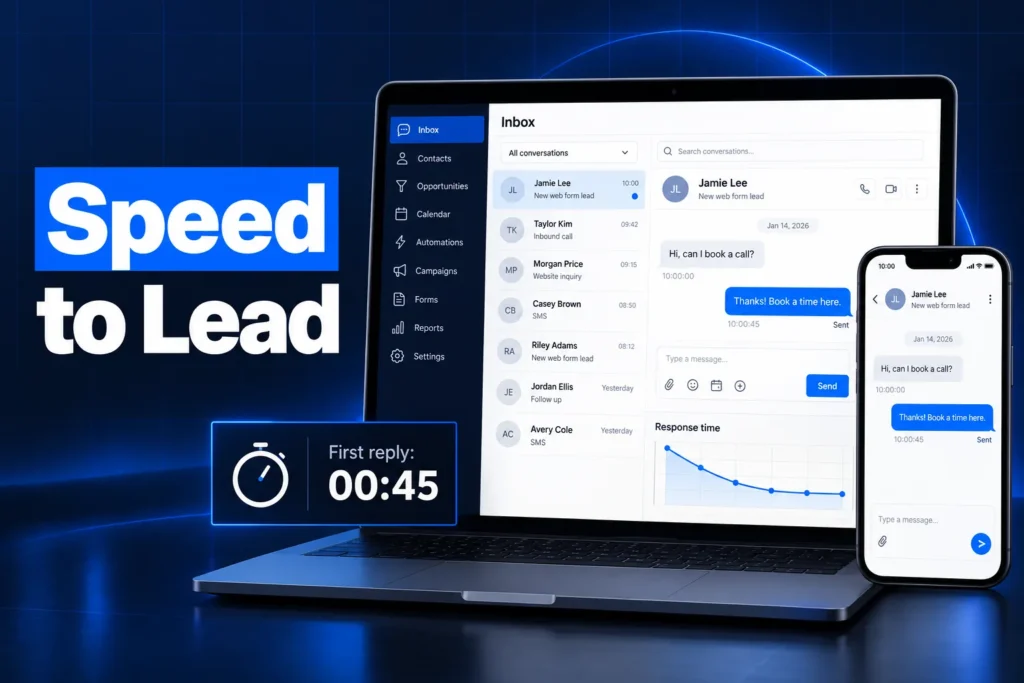 Speed to lead in GoHighLevel: instant first reply to a new web form lead