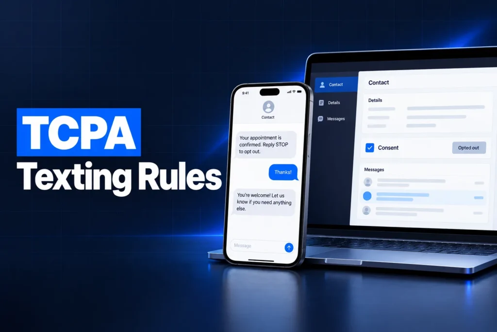 TCPA texting rules: SMS with Reply STOP opt-out and a contact consent record