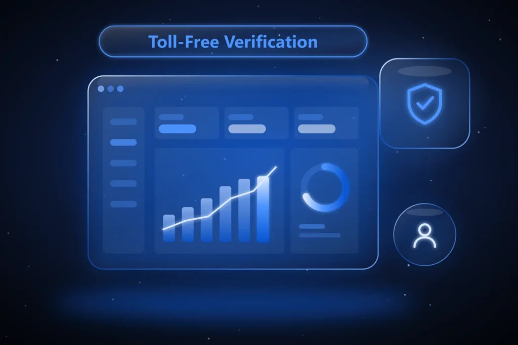 Toll-free verification in GoHighLevel: verified shield beside a messaging dashboard