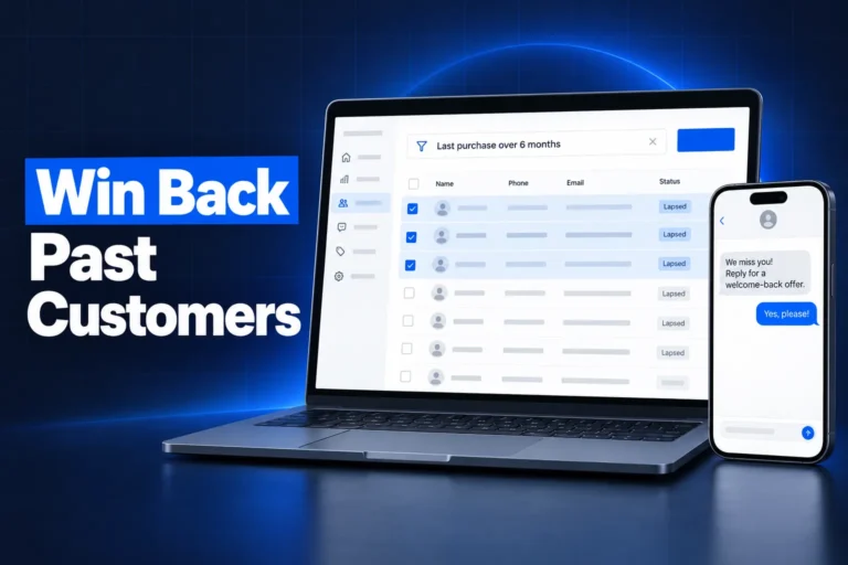 Win back campaign targeting lapsed customers with an SMS offer in a CRM
